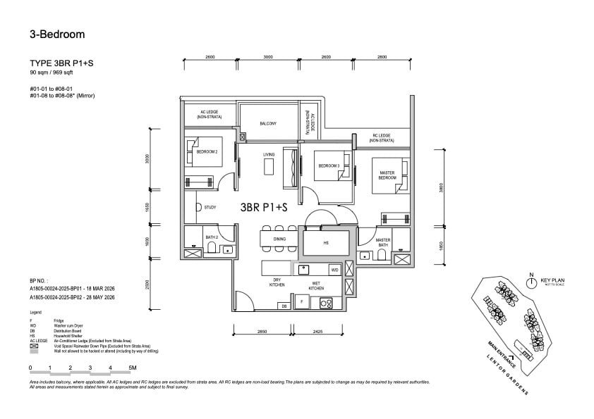 Lentor Gardens Residences 3 Bedroom indicative floorplan