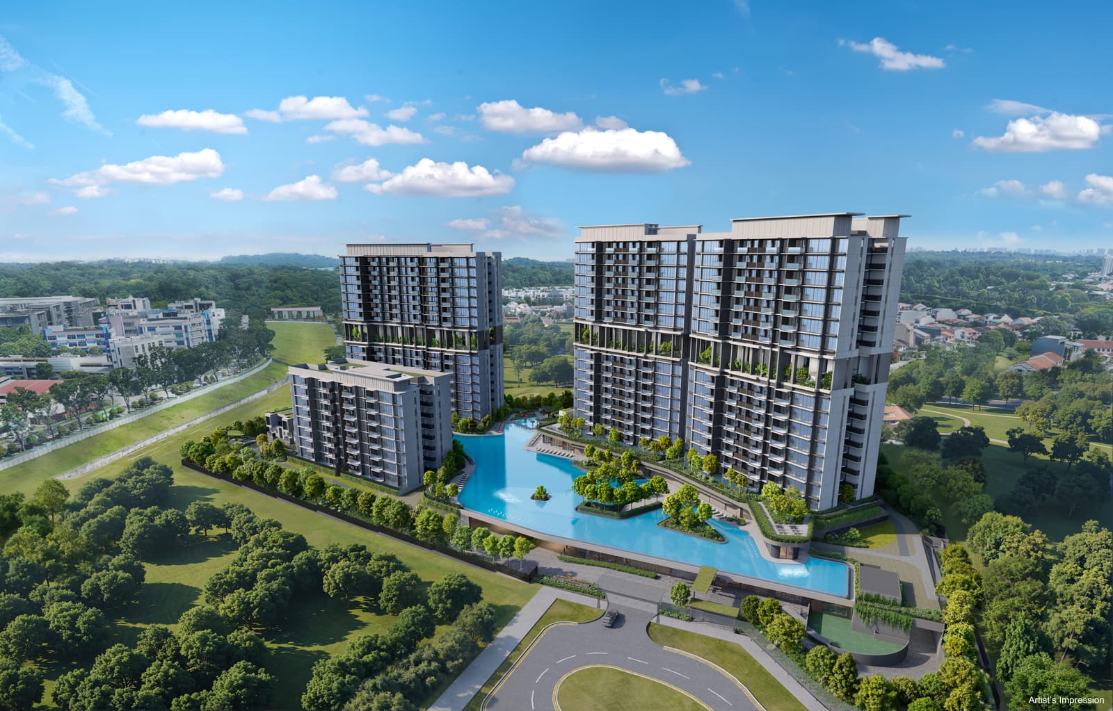 Lentor Gardens Residences — twilight exterior view artist's impression